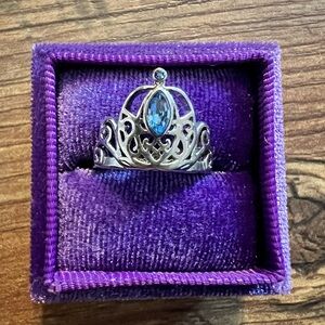 Disney Silver Tiara Ring with Blue Gemstone